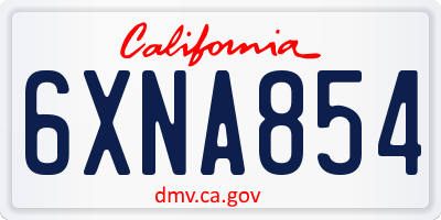 CA license plate 6XNA854