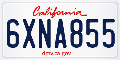 CA license plate 6XNA855