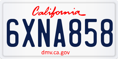 CA license plate 6XNA858