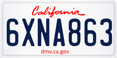 CA license plate 6XNA863