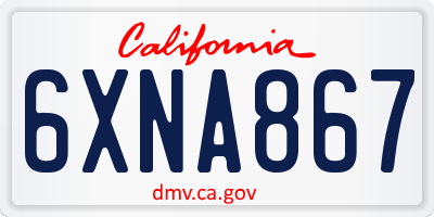 CA license plate 6XNA867
