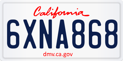 CA license plate 6XNA868