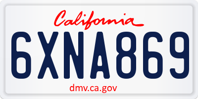 CA license plate 6XNA869