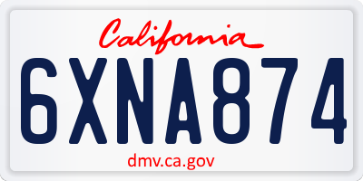 CA license plate 6XNA874