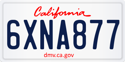 CA license plate 6XNA877