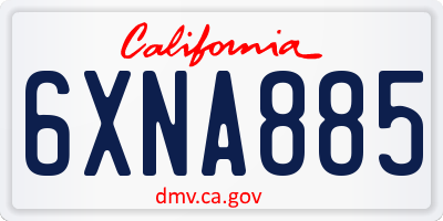 CA license plate 6XNA885