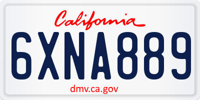 CA license plate 6XNA889