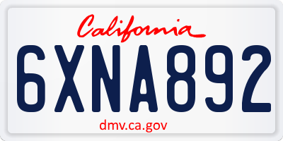 CA license plate 6XNA892