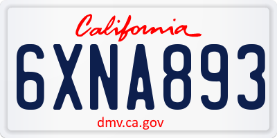 CA license plate 6XNA893