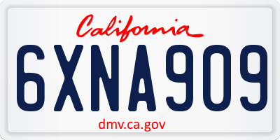 CA license plate 6XNA909