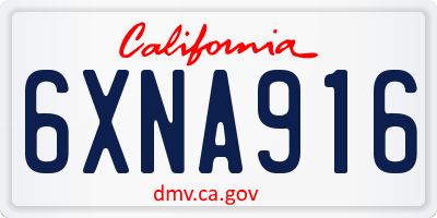 CA license plate 6XNA916