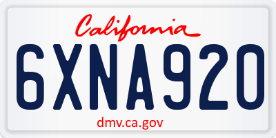 CA license plate 6XNA920