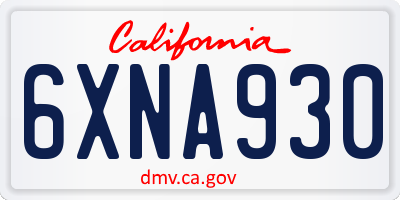 CA license plate 6XNA930