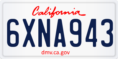 CA license plate 6XNA943