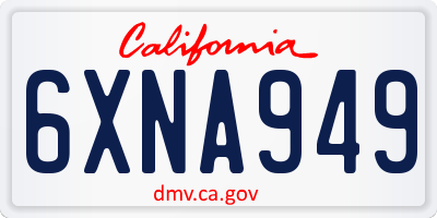 CA license plate 6XNA949