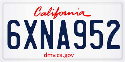 CA license plate 6XNA952