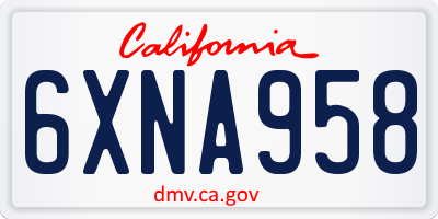 CA license plate 6XNA958