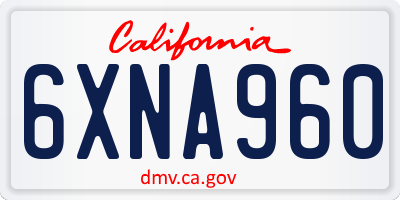 CA license plate 6XNA960
