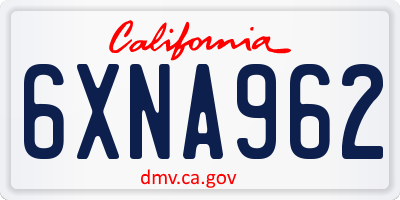 CA license plate 6XNA962
