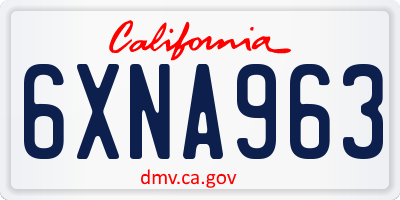 CA license plate 6XNA963