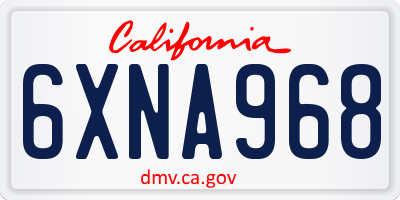 CA license plate 6XNA968