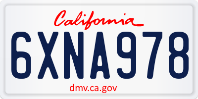 CA license plate 6XNA978