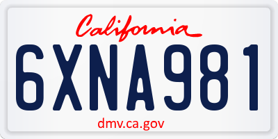 CA license plate 6XNA981