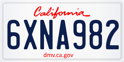 CA license plate 6XNA982