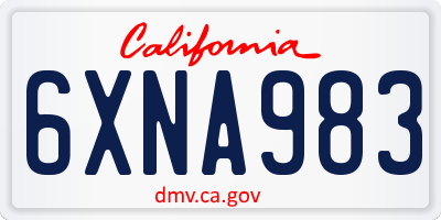 CA license plate 6XNA983