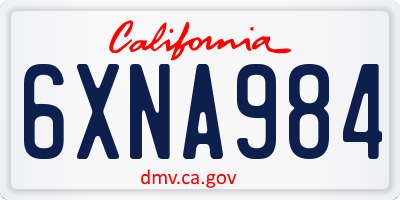CA license plate 6XNA984