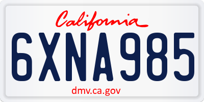 CA license plate 6XNA985