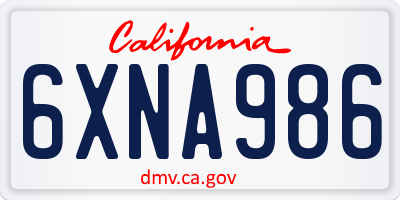 CA license plate 6XNA986