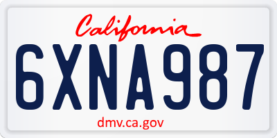 CA license plate 6XNA987