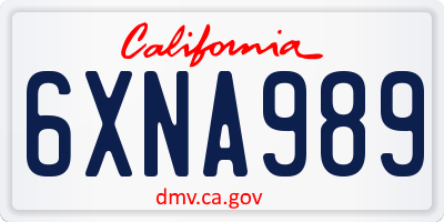 CA license plate 6XNA989