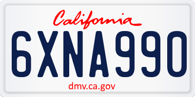CA license plate 6XNA990