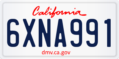 CA license plate 6XNA991
