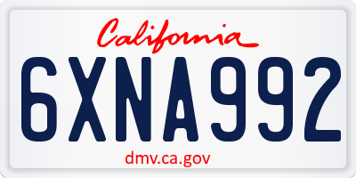 CA license plate 6XNA992