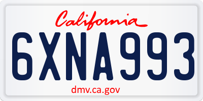 CA license plate 6XNA993