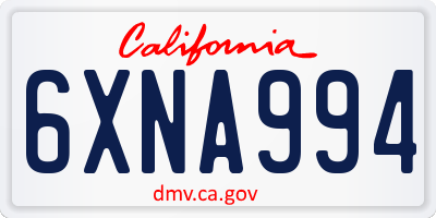 CA license plate 6XNA994