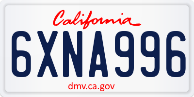 CA license plate 6XNA996