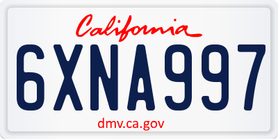 CA license plate 6XNA997