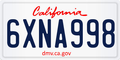 CA license plate 6XNA998