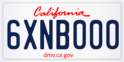 CA license plate 6XNB000