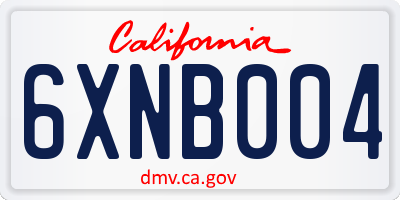CA license plate 6XNB004