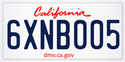 CA license plate 6XNB005