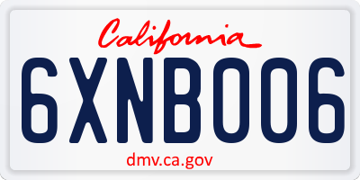 CA license plate 6XNB006