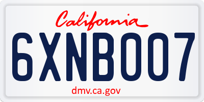 CA license plate 6XNB007