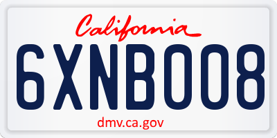 CA license plate 6XNB008