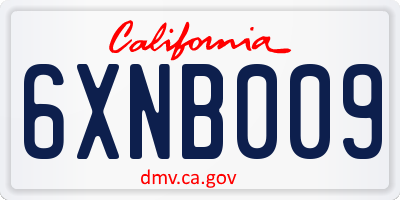 CA license plate 6XNB009