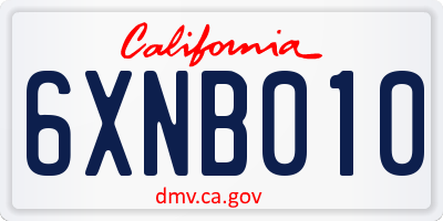 CA license plate 6XNB010